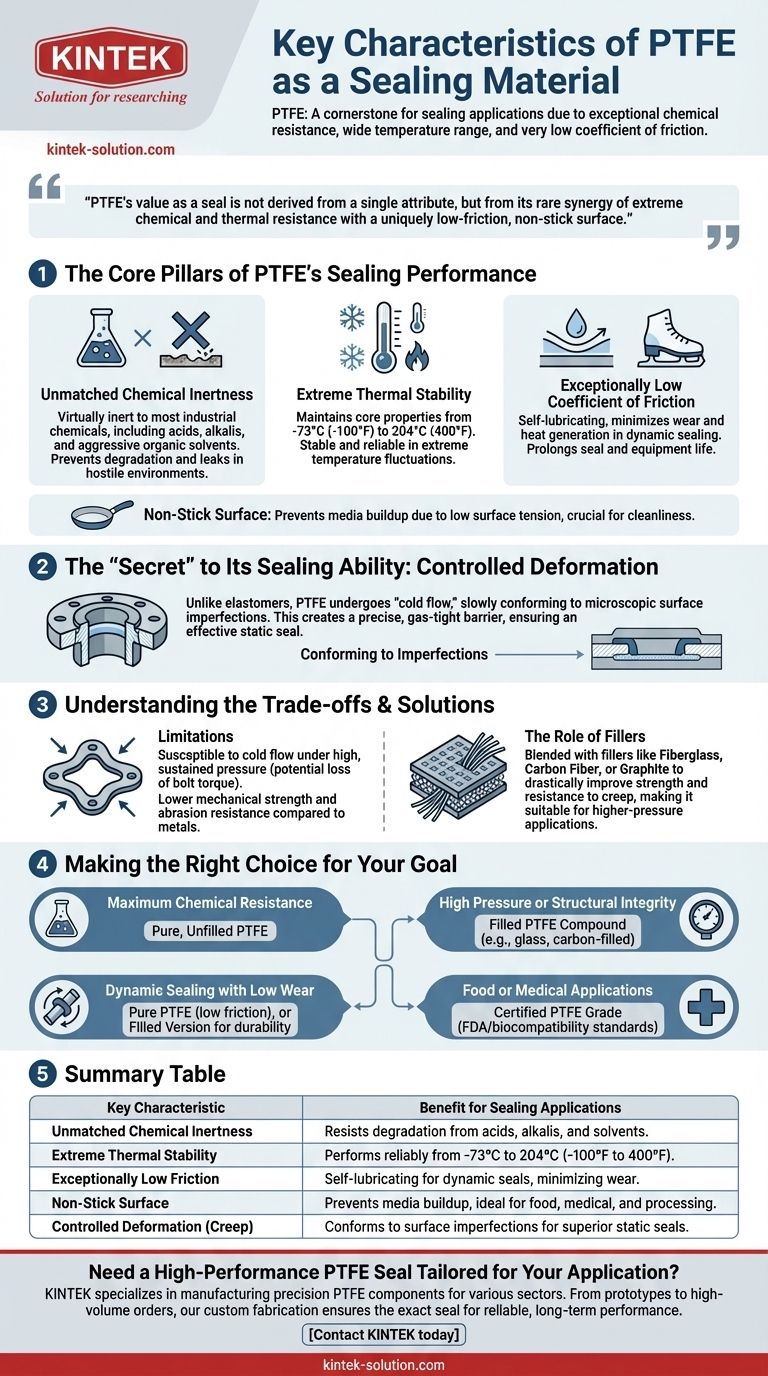 Quais são as principais características do PTFE como material de vedação? Desbloqueie Resistência Química e Térmica Superior Guia Visual