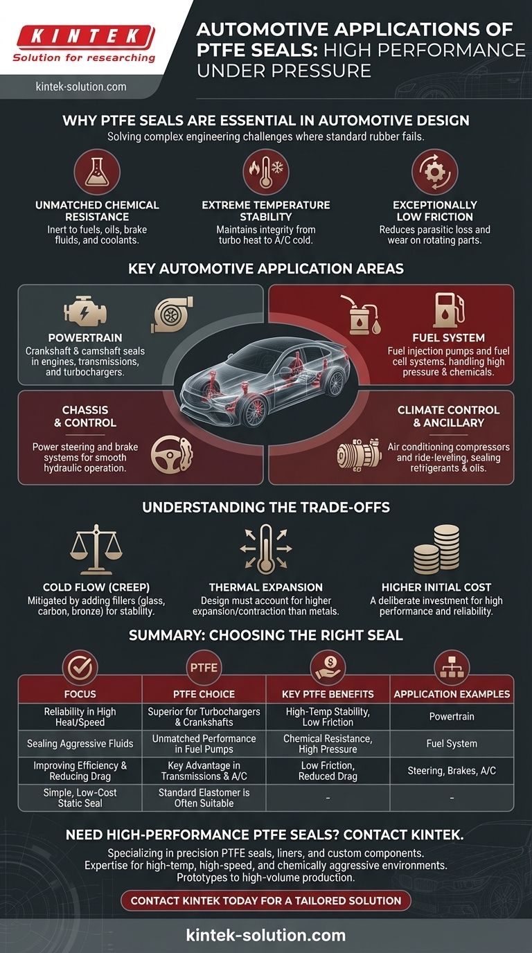 What are some common automotive applications of PTFE seals? Solve High-Temp, High-Speed Sealing Challenges Visual Guide