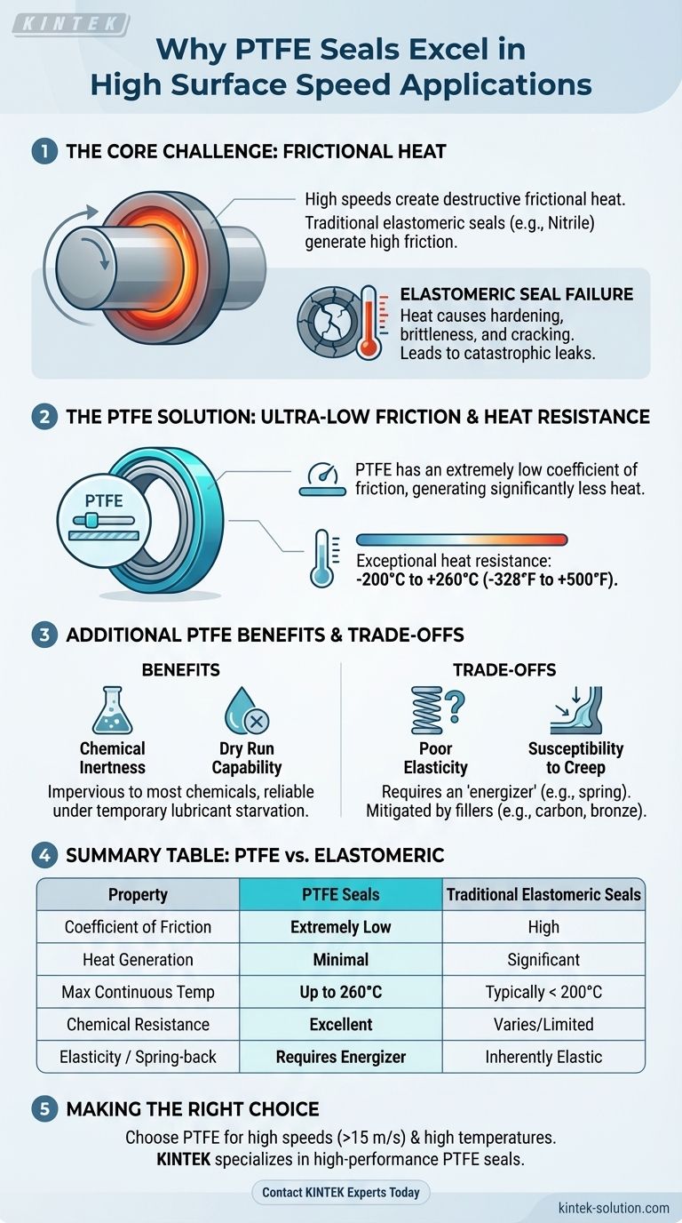 Por que as vedações de PTFE são preferidas para aplicações de alta velocidade de superfície? Alcançar um desempenho de vedação superior Guia Visual