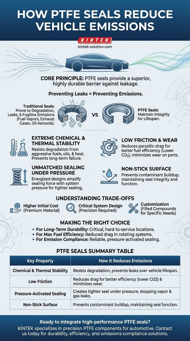 Como as vedações de PTFE contribuem para a redução das emissões dos veículos? Alcance Veículos Mais Limpos e Eficientes Guia Visual