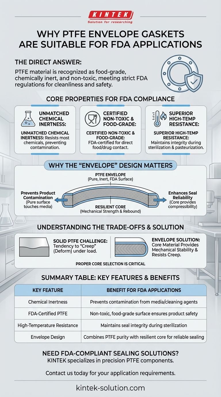 Por que as juntas de envelope de PTFE são adequadas para aplicações da FDA? Garantindo Pureza e Conformidade Guia Visual