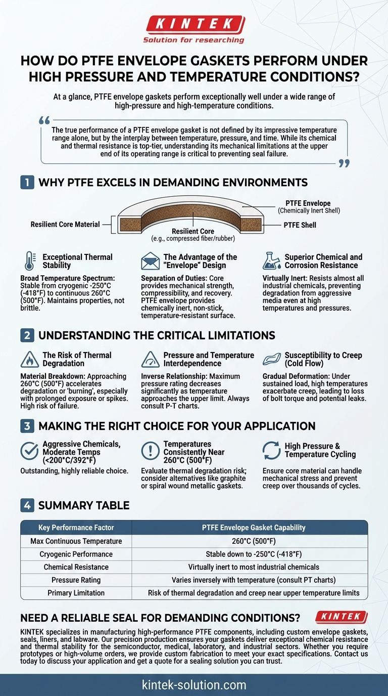 Como se comportam as juntas de envelope de PTFE sob condições de alta pressão e temperatura? Desbloqueie uma Vedação Confiável em Ambientes Hostis Guia Visual
