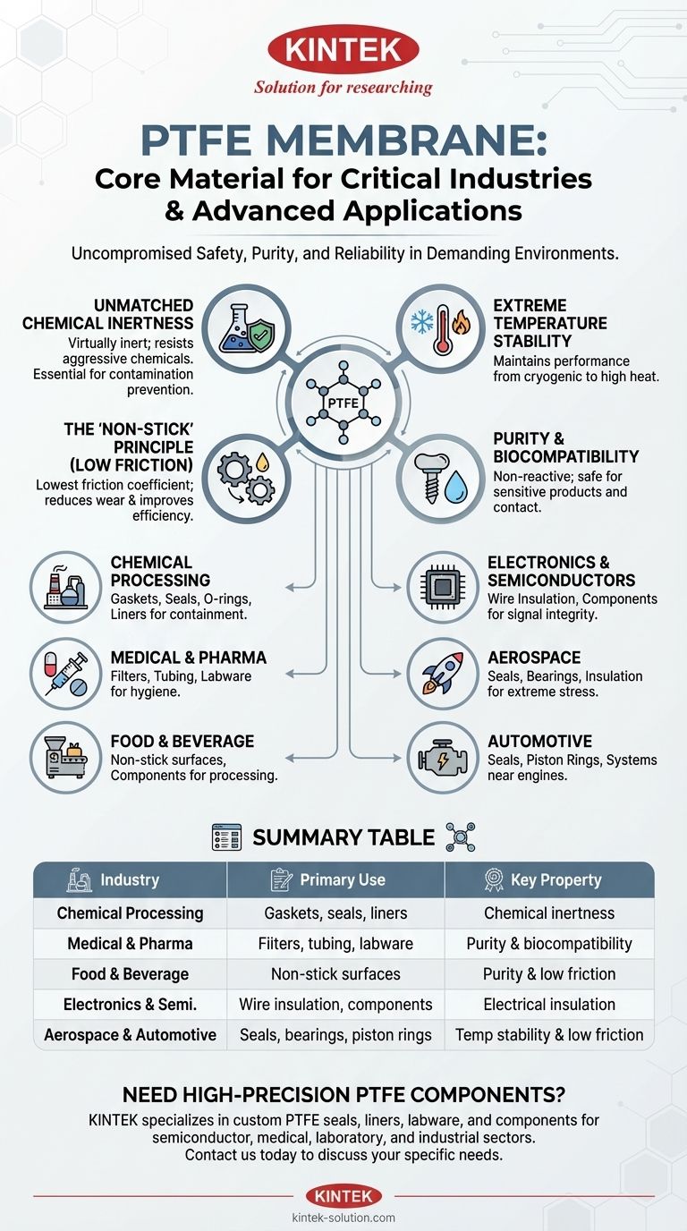 Quais setores utilizam extensivamente a membrana de PTFE? O Material Crítico para Segurança e Pureza Guia Visual