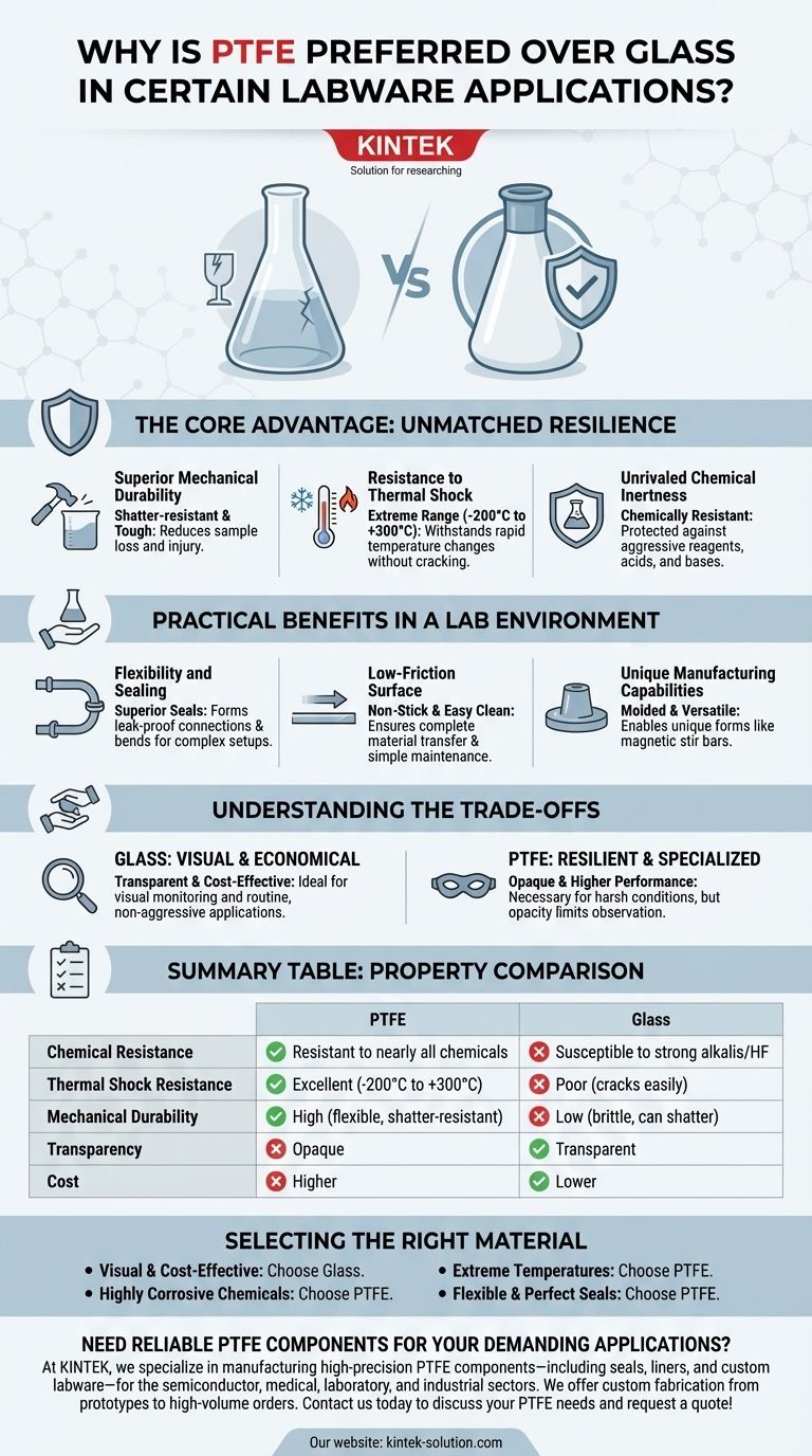 特定の実験器具用途でガラスよりもPTFEが好まれるのはなぜですか？過酷な条件下での優れた回復力を実現 ビジュアルガイド