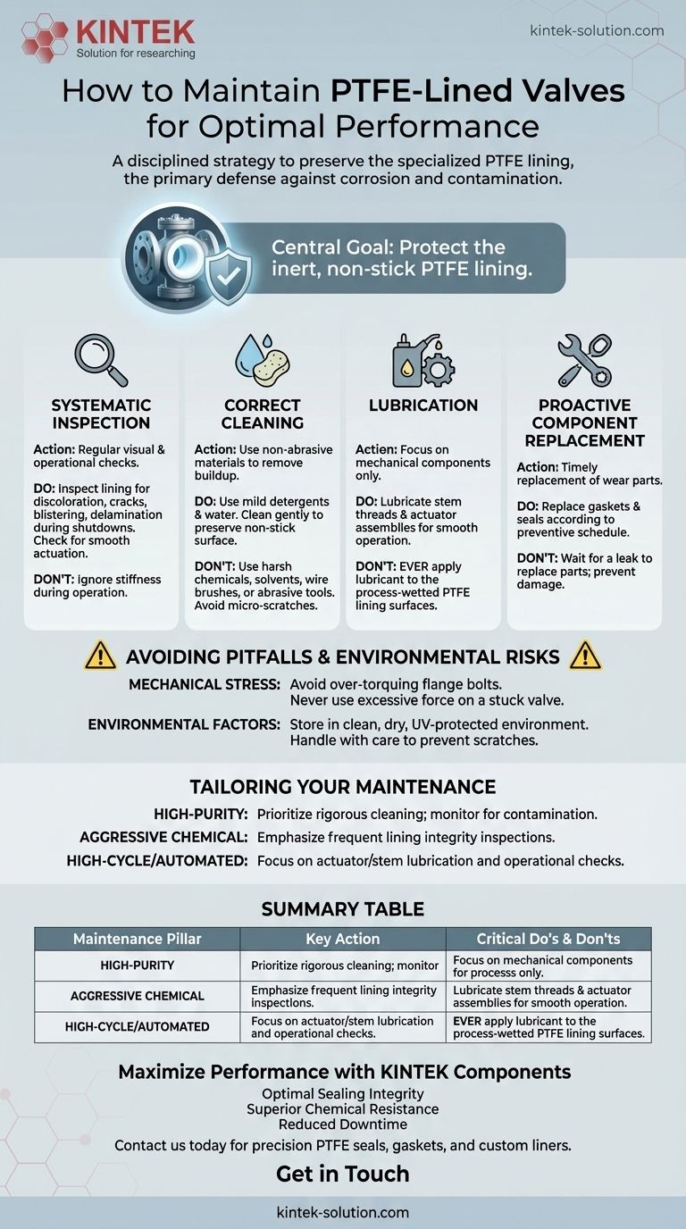Come devono essere mantenute le valvole foderate in PTFE per prestazioni ottimali? Garantire l'affidabilità a lungo termine e prevenire tempi di inattività costosi Guida Visiva