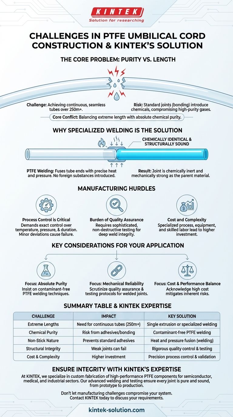 Quais são os desafios associados à construção de cordões umbilicais de PTFE? Dominando Comprimentos Extremos Sem Comprometer a Pureza Guia Visual