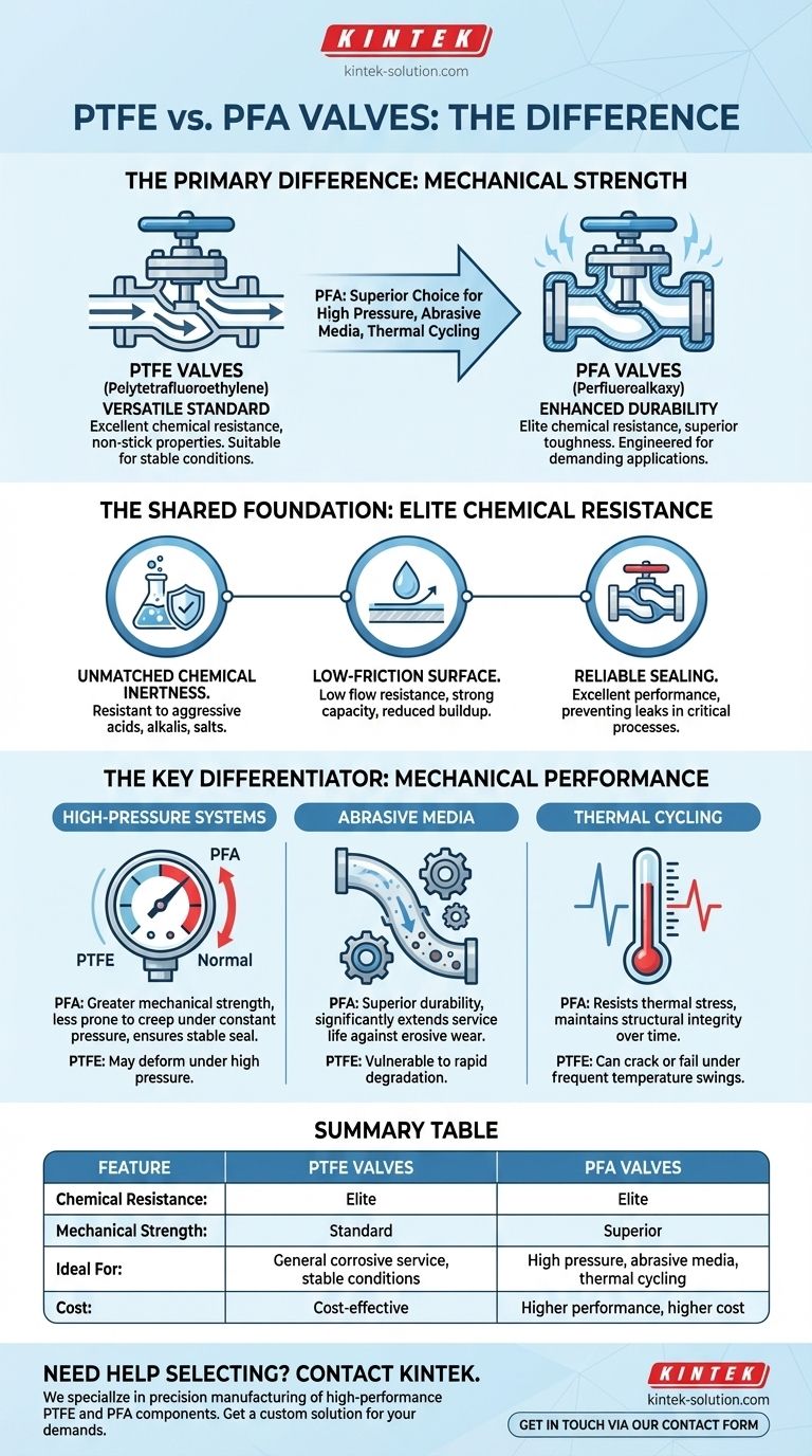 Qual é a diferença entre válvulas de PTFE e válvulas de PFA? Escolha o Fluoropolímero Certo para o Seu Sistema Guia Visual