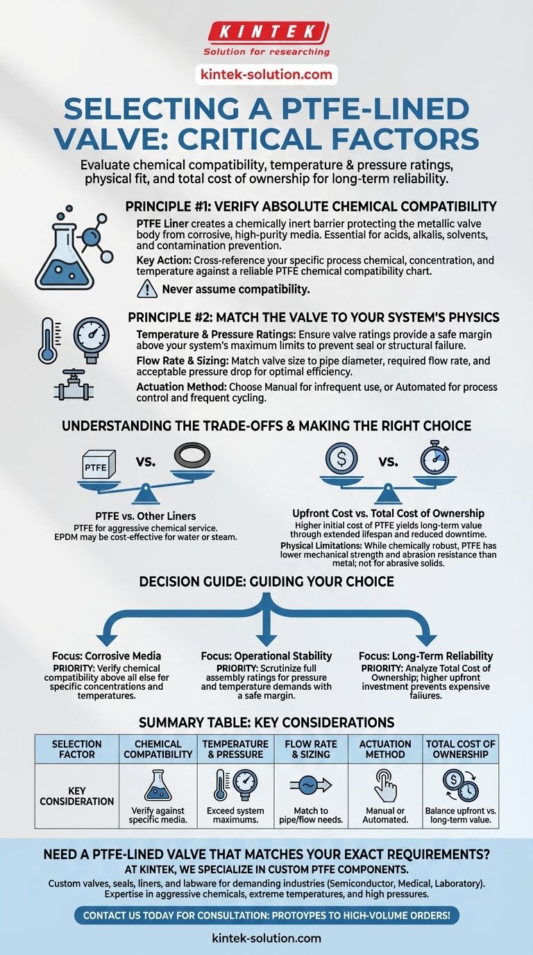 Quali fattori dovrebbero essere considerati nella selezione di una valvola rivestita in PTFE? Garantire affidabilità e sicurezza a lungo termine Guida Visiva