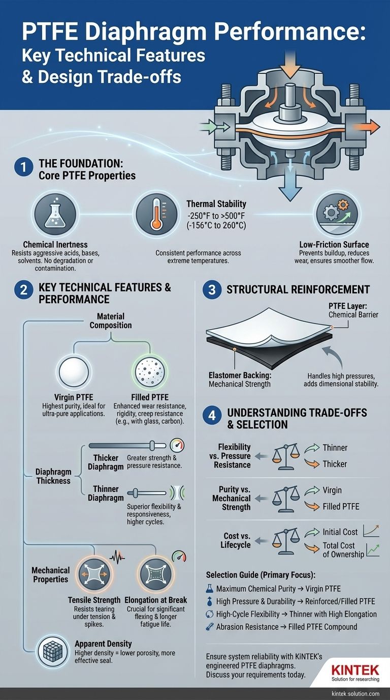 Quais são as principais características técnicas que influenciam o desempenho dos diafragmas de PTFE? Otimizar para Durabilidade e Resistência Química Guia Visual