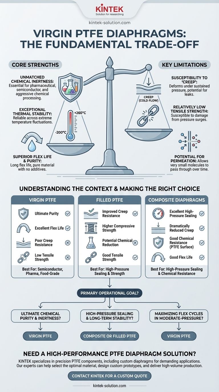 Каковы преимущества и недостатки диафрагм из чистого ПТФЭ? Обеспечьте оптимальную производительность в критически важных применениях Визуальное руководство