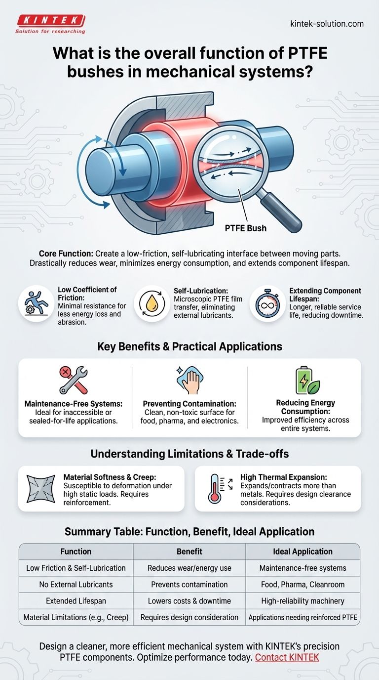 Qual é a função geral dos mancais de PTFE em sistemas mecânicos? Alcançar Operação de Baixo Atrito e Livre de Manutenção Guia Visual