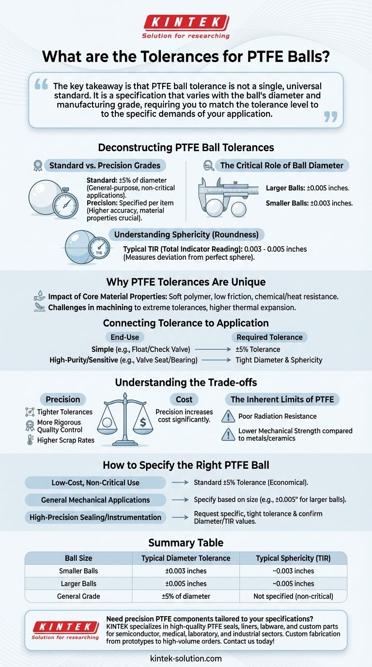 Quali sono le tolleranze per le sfere in PTFE? Ottieni precisione nella tua applicazione Guida Visiva