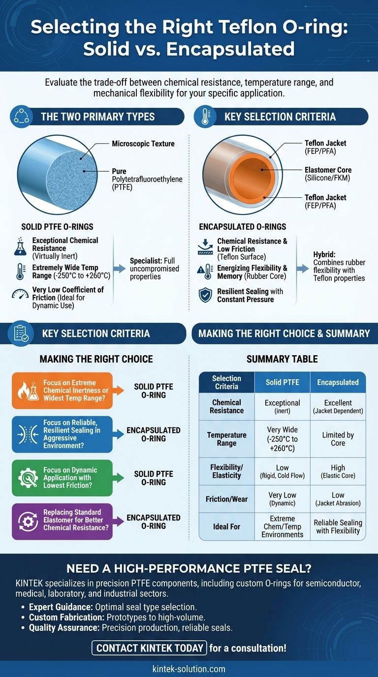 Quali fattori dovrebbero essere considerati nella scelta degli O-ring in Teflon? Guarnizioni in PTFE Solido vs. Incapsulato Guida Visiva