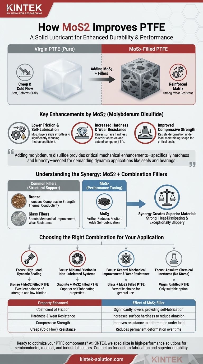 Como os enchimentos de dissulfeto de molibdênio melhoram o PTFE? Aumentam a Resistência ao Desgaste e a Lubrificidade Guia Visual