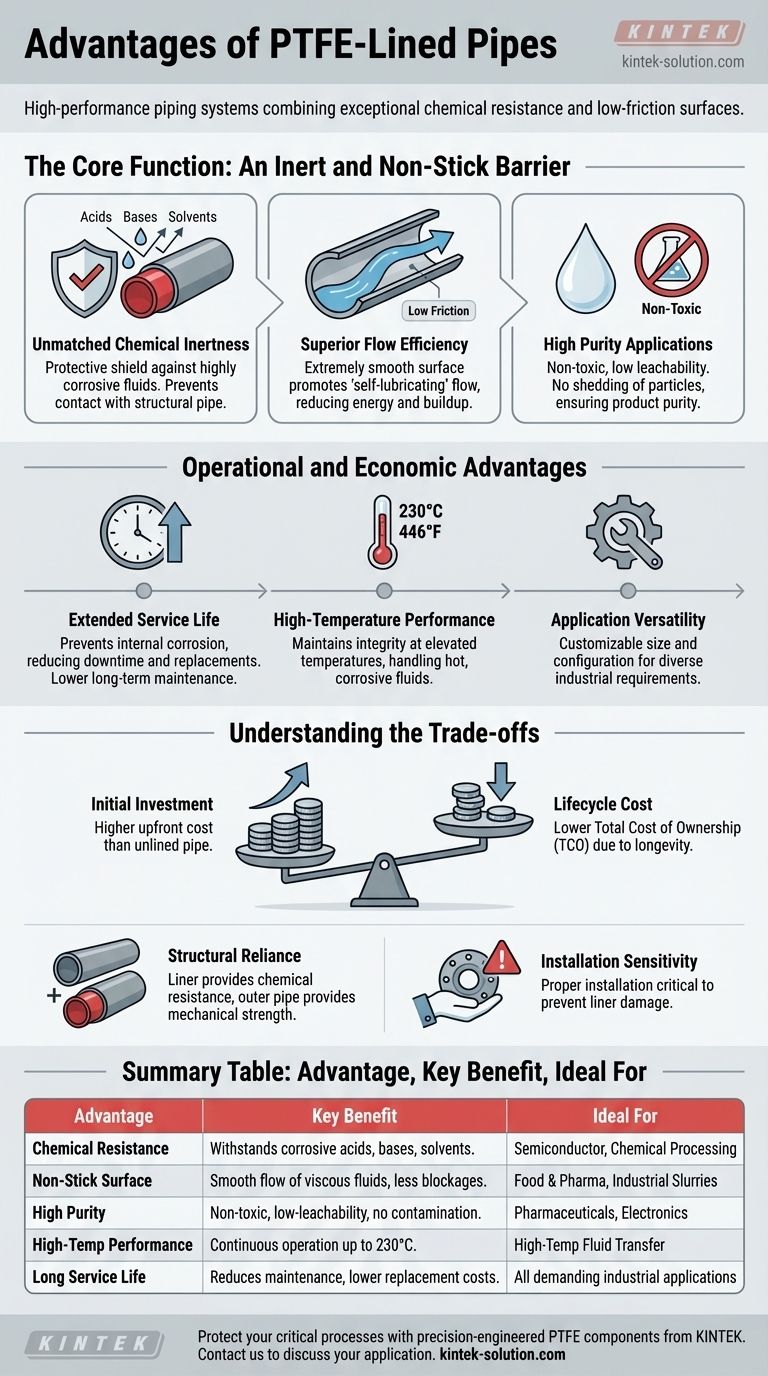 Quais são as vantagens dos tubos revestidos com PTFE? Alcance Resistência à Corrosão e Pureza Incomparáveis Guia Visual