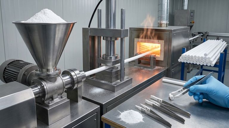 How are extruded PTFE rods manufactured? A Look at the Unique Paste Extrusion & Sintering Process