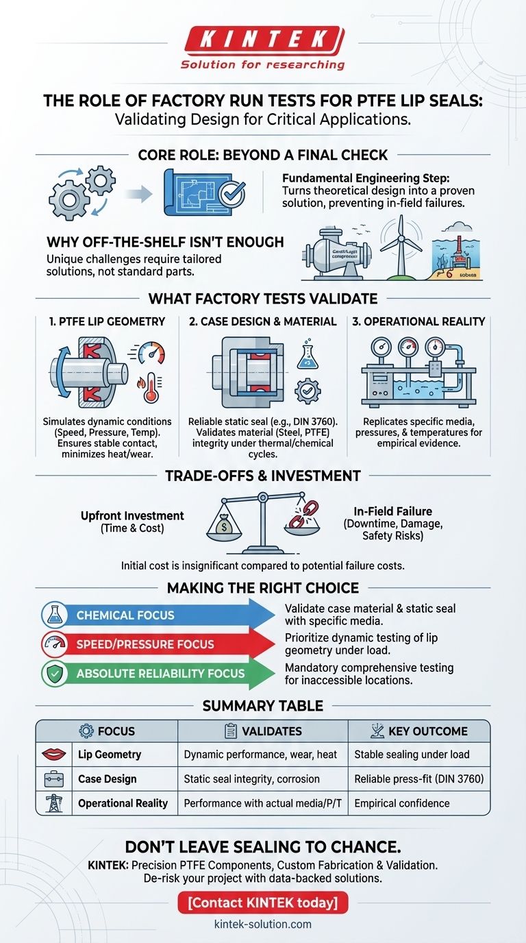 ما هو دور اختبارات التشغيل في المصنع لأختام الشفاه المصنوعة من PTFE؟ قلل المخاطر في تطبيقات الختم الحرجة الخاصة بك دليل مرئي