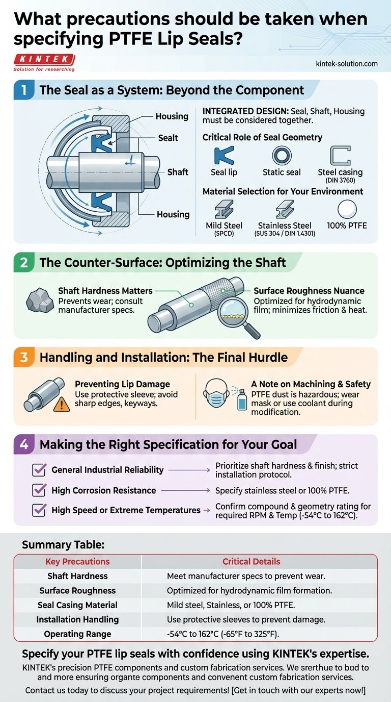 Quali precauzioni devono essere adottate nella specifica dei paraoli in PTFE? Garantire l'affidabilità a lungo termine per la vostra applicazione Guida Visiva