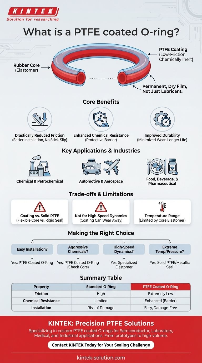 Cos'è un O-ring rivestito in PTFE? Una guarnizione ibrida per basso attrito e resistenza chimica Guida Visiva