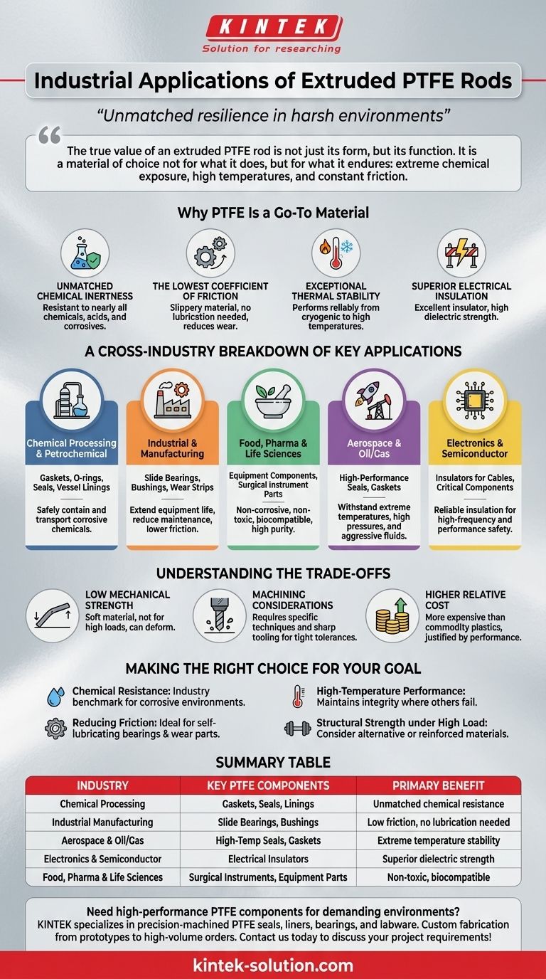 挤出聚四氟乙烯（PTFE）棒材有哪些工业应用？化学、航空航天及更多领域的关键用途 图解指南