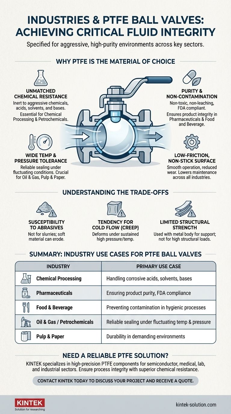 ¿En qué industrias se utilizan comúnmente las válvulas de bola de PTFE? Esencial para la resistencia química y la pureza Guía Visual