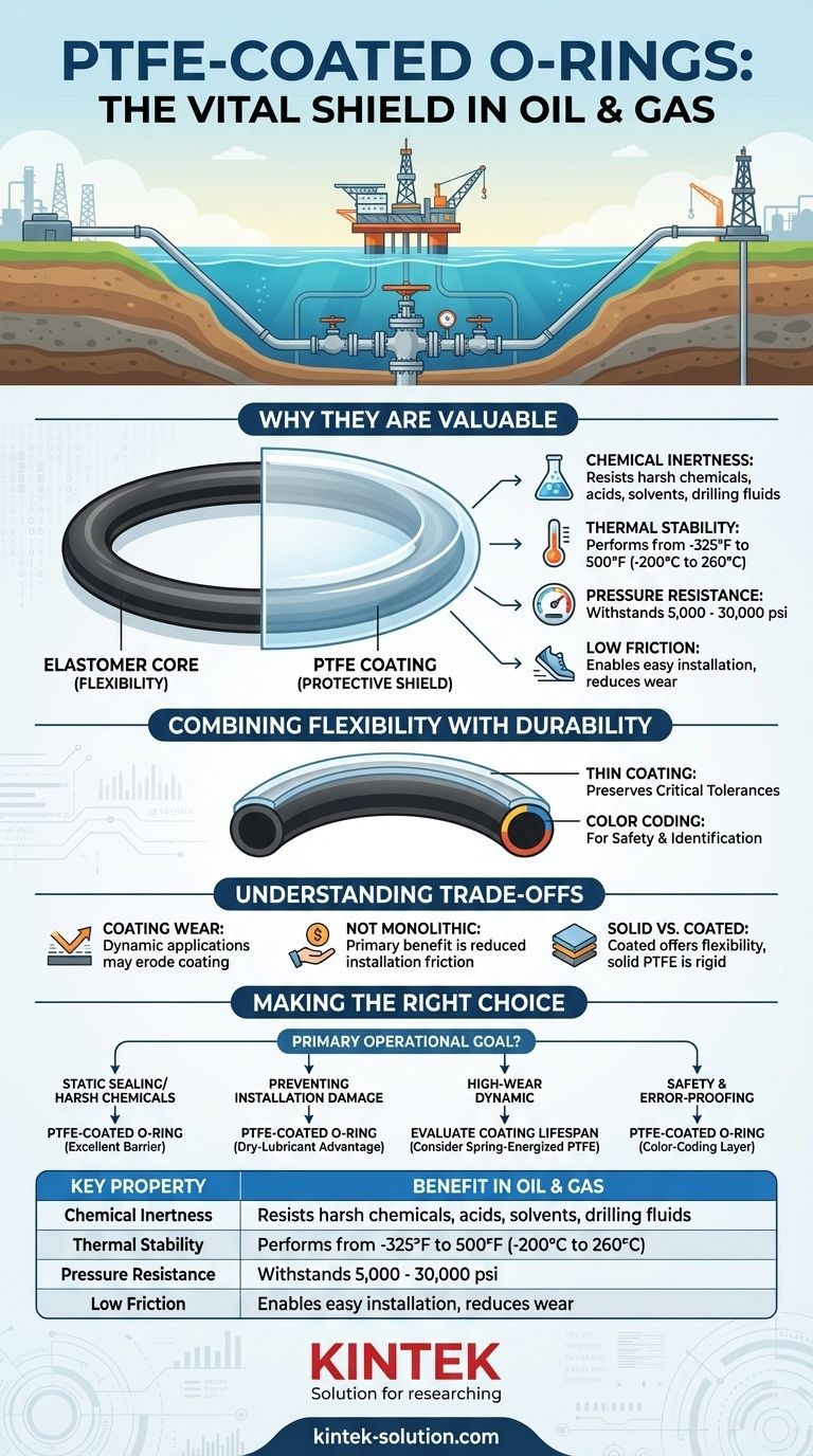 Cosa rende preziosi gli O-ring rivestiti in PTFE nell'industria petrolifera e del gas? Migliorare la durata della tenuta in condizioni difficili Guida Visiva