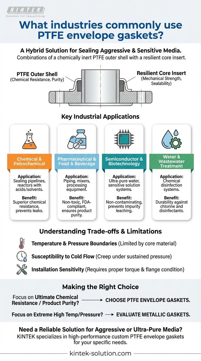 Quais setores usam comumente juntas de envelope de PTFE? Resolvendo Desafios de Vedação em Ambientes Agressivos e Puros Guia Visual