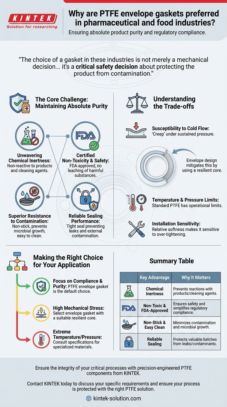 Por que as juntas de envelope de PTFE são preferidas nas indústrias farmacêutica e alimentícia? Garanta a Pureza Absoluta do Produto Guia Visual
