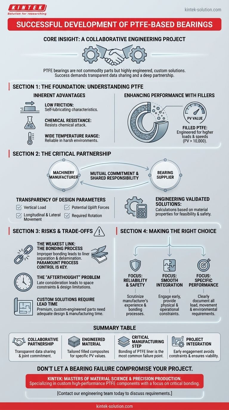 O que foi necessário para o desenvolvimento bem-sucedido de mancais à base de PTFE? Domine a Parceria Crítica para Mancais de Alto Desempenho Guia Visual