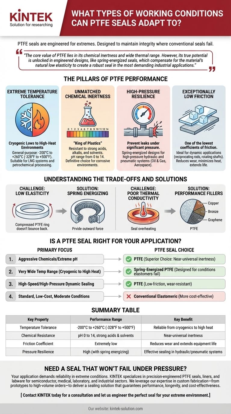 ما هي أنواع ظروف العمل التي يمكن أن تتكيف معها موانع التسرب المصنوعة من PTFE؟ التغلب على الحرارة الشديدة والبرودة والمواد الكيميائية دليل مرئي