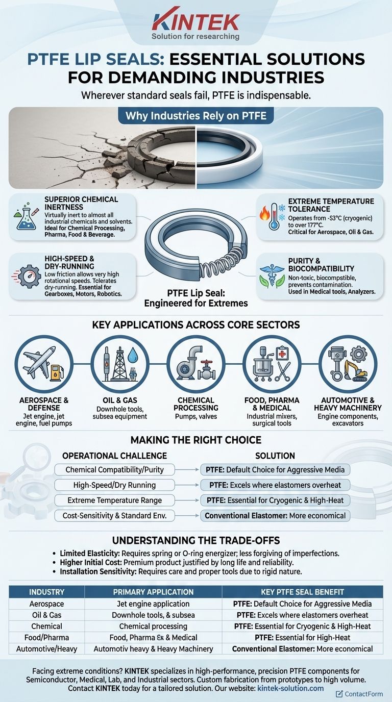 Quali sono i settori principali che utilizzano le guarnizioni a labbro in PTFE? Risolvi sfide di tenuta estreme Guida Visiva