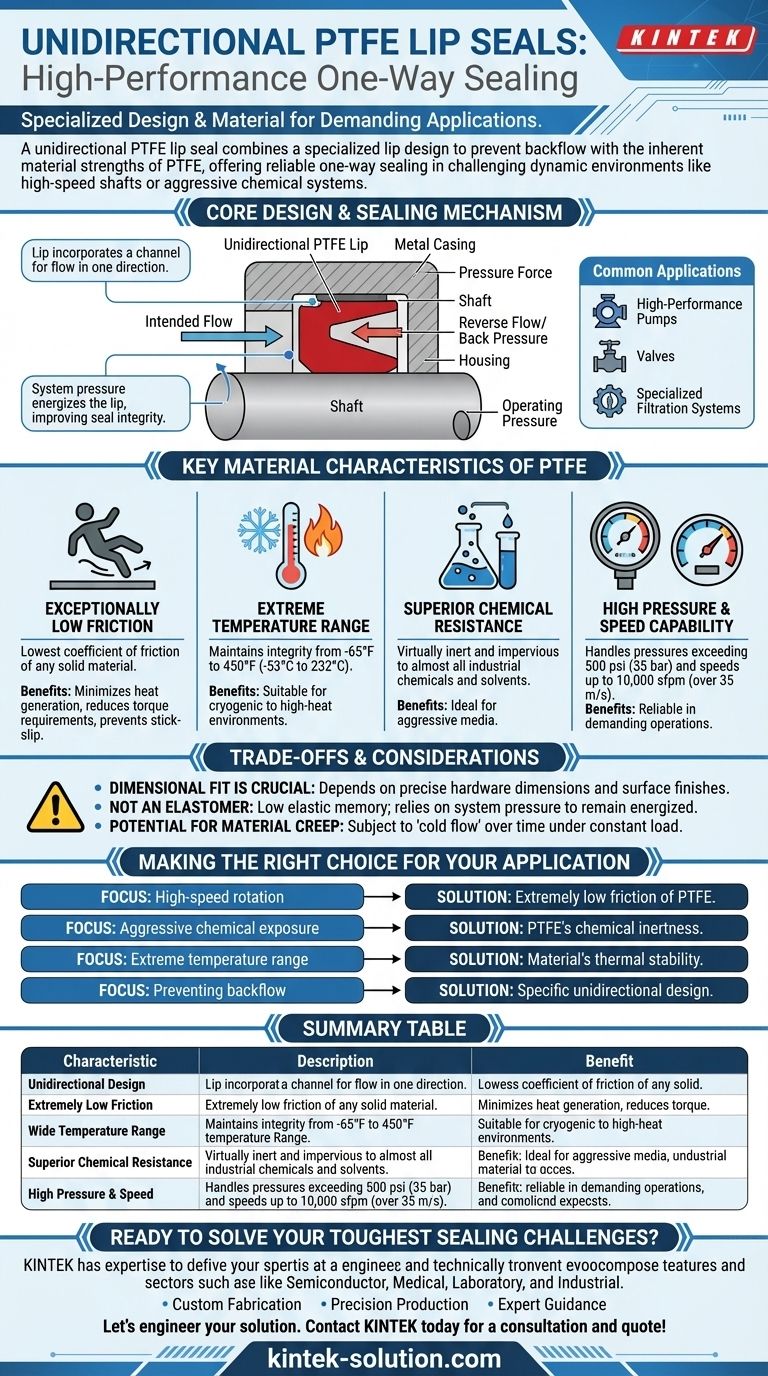 What are the characteristics of unidirectional PTFE lip seals? Superior One-Way Sealing for Demanding Applications Visual Guide