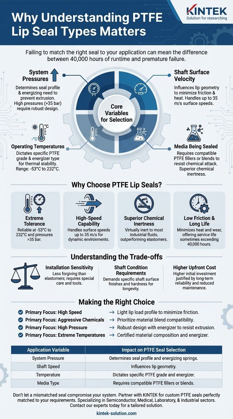 了解不同类型的聚四氟乙烯（PTFE）唇形密封件为何如此重要？确保 40,000 小时以上的可靠性 图解指南