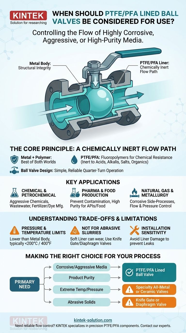 Quando si dovrebbero prendere in considerazione le valvole a sfera rivestite in PTFE/PFA? Per il controllo del flusso corrosivo e ad alta purezza Guida Visiva