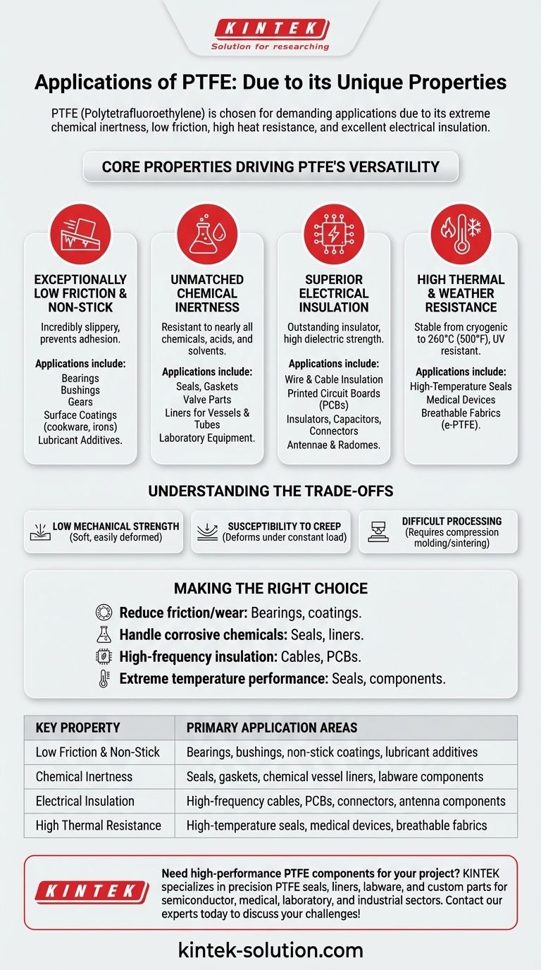 Quali sono alcune applicazioni del PTFE dovute alle sue proprietà? Scopri la sua versatilità nelle industrie più esigenti Guida Visiva