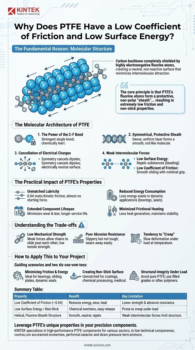 Por que o PTFE tem um baixo coeficiente de atrito e baixa energia superficial? Desbloqueie uma Lubrificação Inigualável e Desempenho Antiaderente Guia Visual