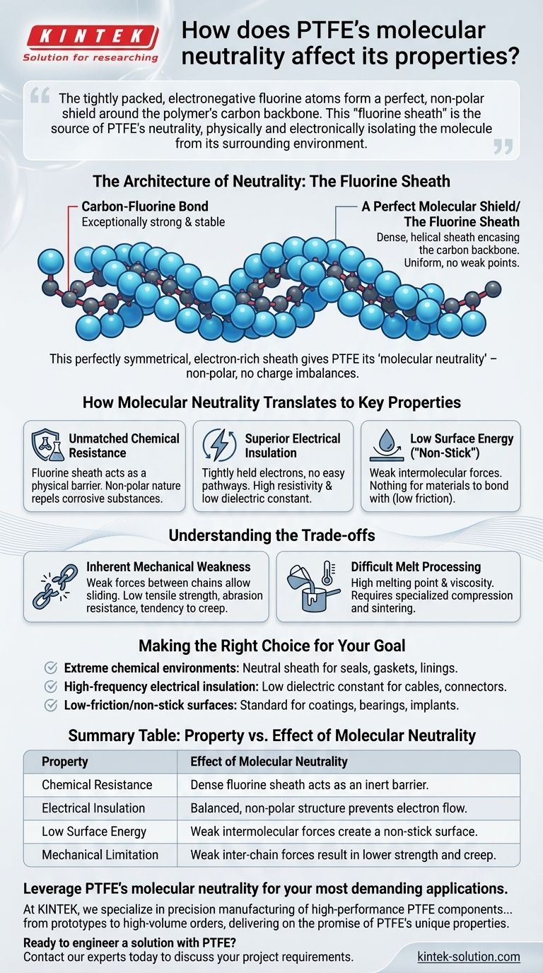 ¿Cómo afecta la neutralidad molecular del PTFE a sus propiedades? Desbloquee un rendimiento químico y eléctrico inigualable Guía Visual