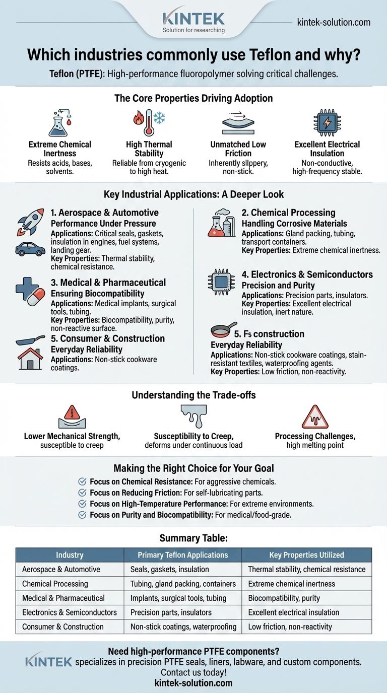 ما هي الصناعات التي تستخدم مادة التفلون بشكل شائع ولماذا؟ خصائصها الفريدة تحل تحديات هندسية حرجة دليل مرئي