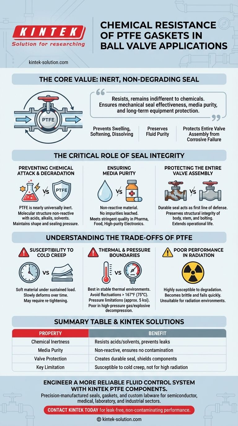 In che modo la resistenza chimica delle guarnizioni in PTFE avvantaggia le applicazioni con valvole a sfera? Garantire tenute ermetiche e non contaminanti Guida Visiva