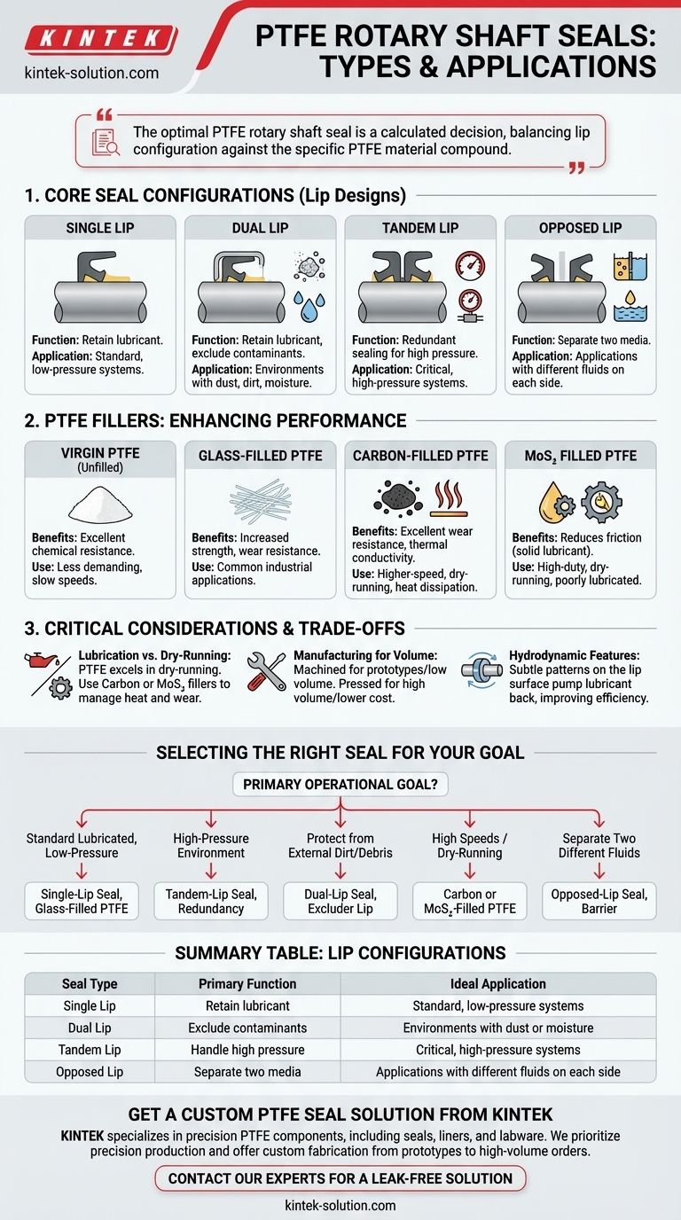 Quali sono i diversi tipi di paraoli rotanti in PTFE e le loro applicazioni? Scegliere il paraolio giusto per i vostri macchinari Guida Visiva