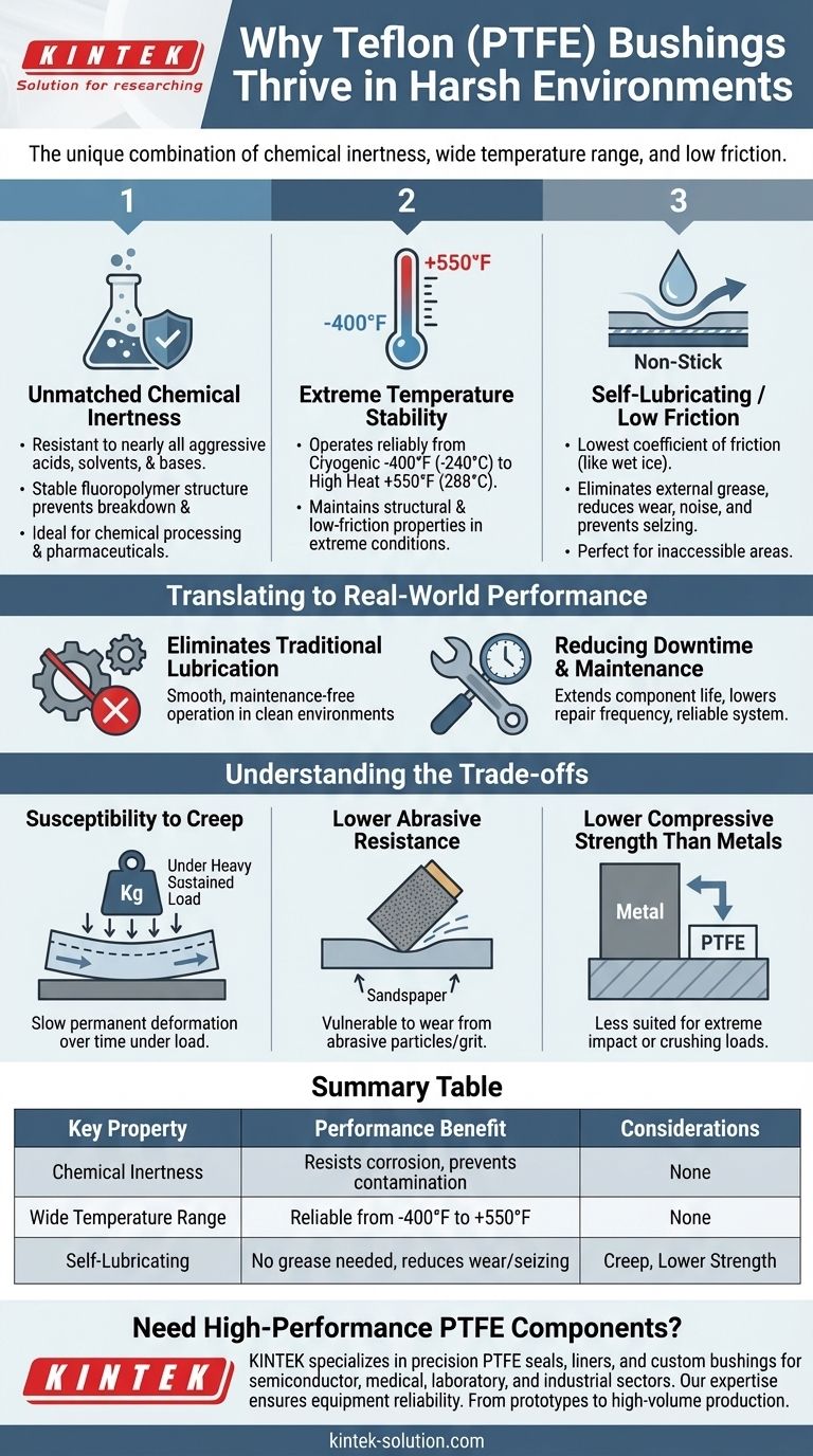 Что делает втулки из тефлона подходящими для суровых условий эксплуатации? Непревзойденная химическая и термическая стойкость Визуальное руководство
