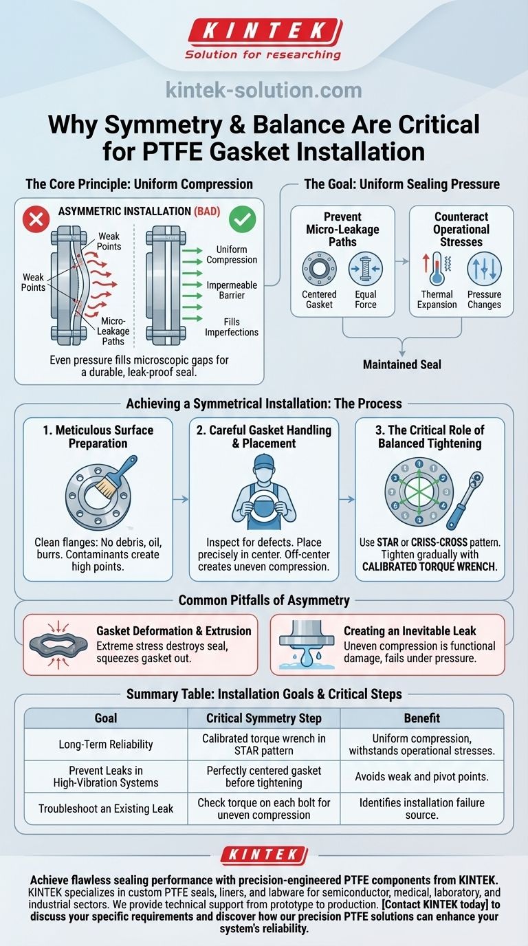 PTFE 개스킷 씰을 설치할 때 대칭성과 균형이 중요한 이유는 무엇입니까? 완벽하고 누출 없는 씰을 보장합니다 시각적 가이드