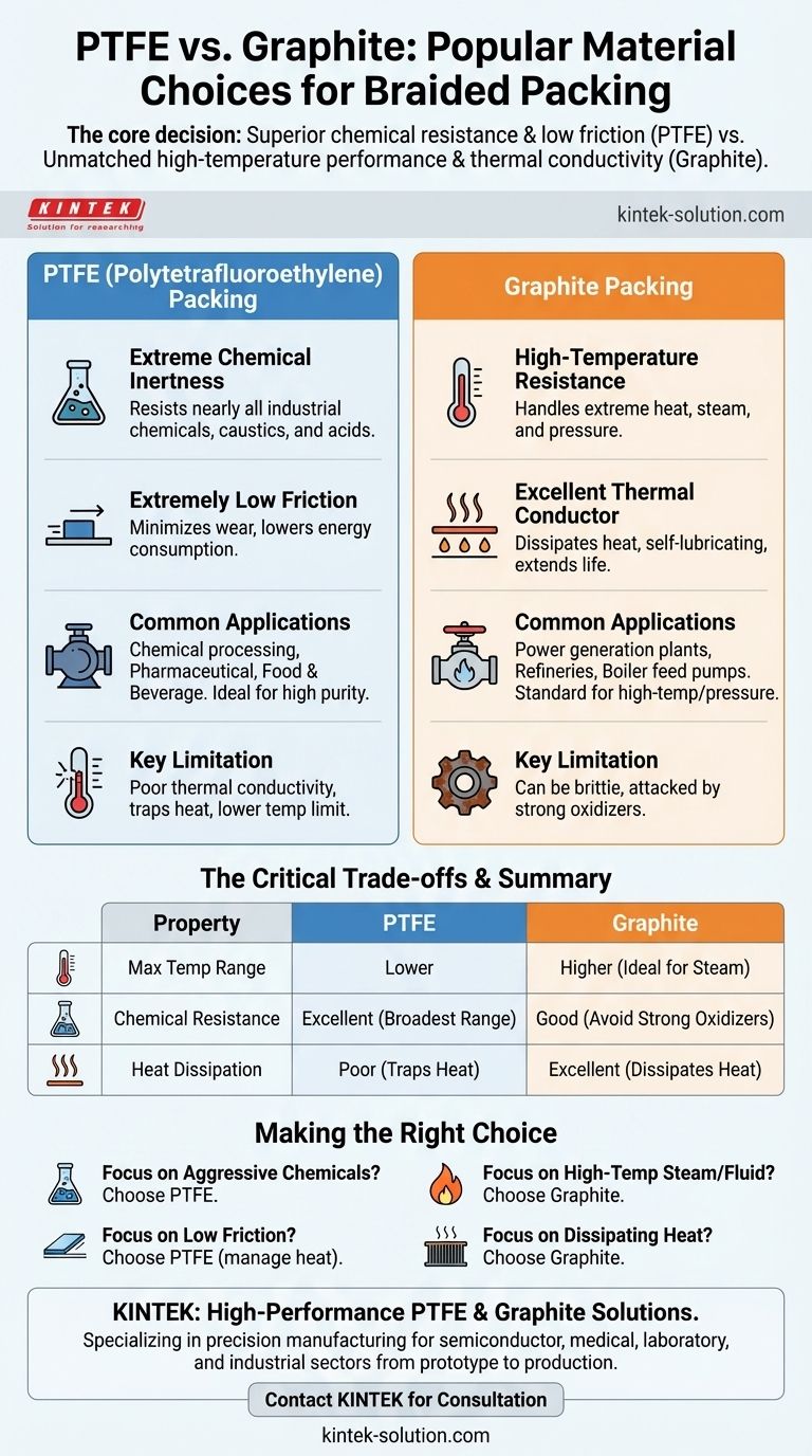 Quali sono le due scelte di materiale più popolari per le guarnizioni intrecciate? PTFE vs. Grafite per una tenuta ottimale Guida Visiva