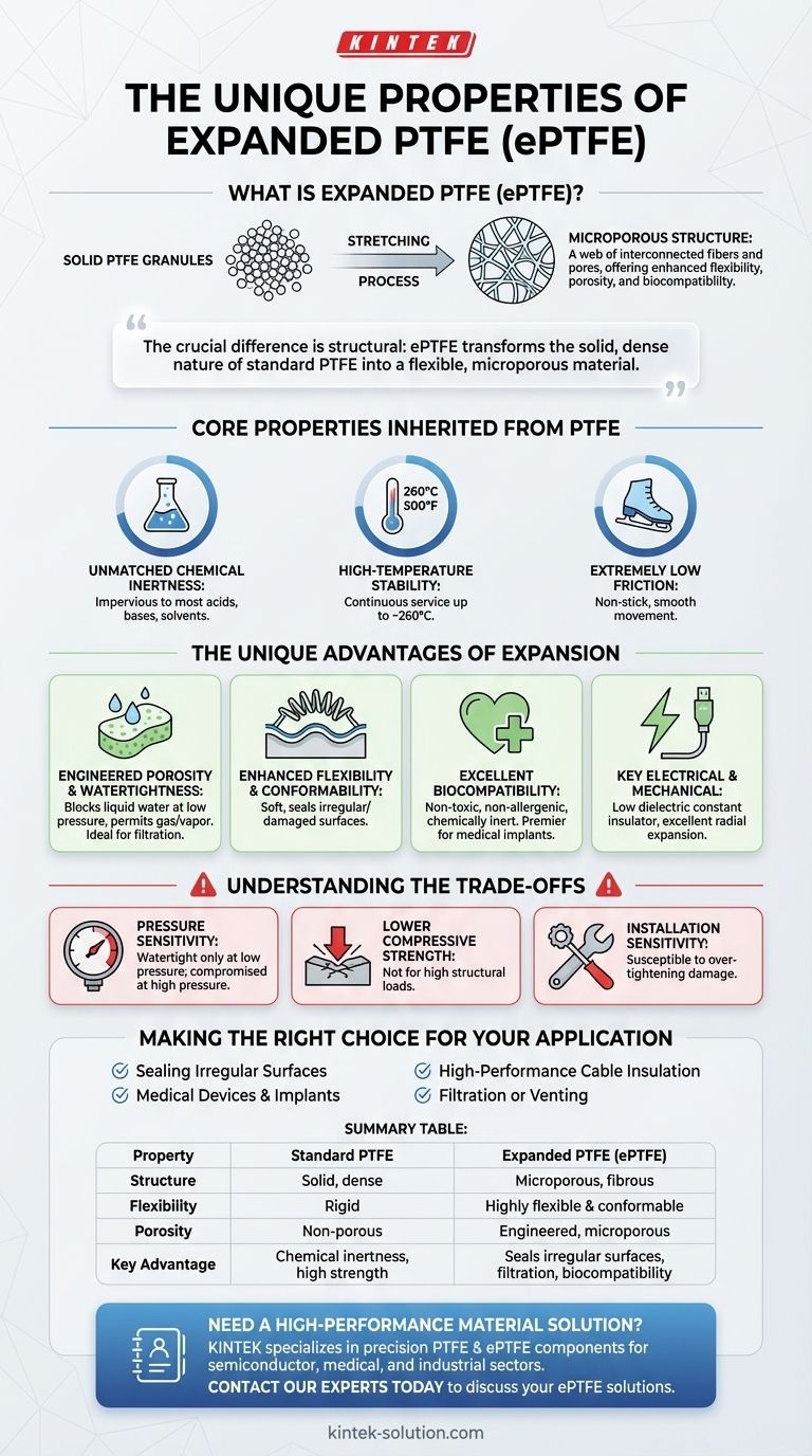 ما هي الخصائص الفريدة لـ PTFE الموسع؟ افتح أداء إغلاق وترشيح فائقًا دليل مرئي