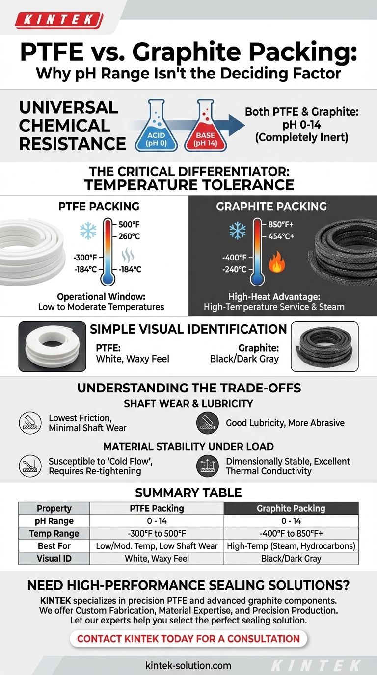 Каков диапазон pH для уплотнений из ПТФЭ и графита? Выбор правильного материала для экстремальных условий Визуальное руководство