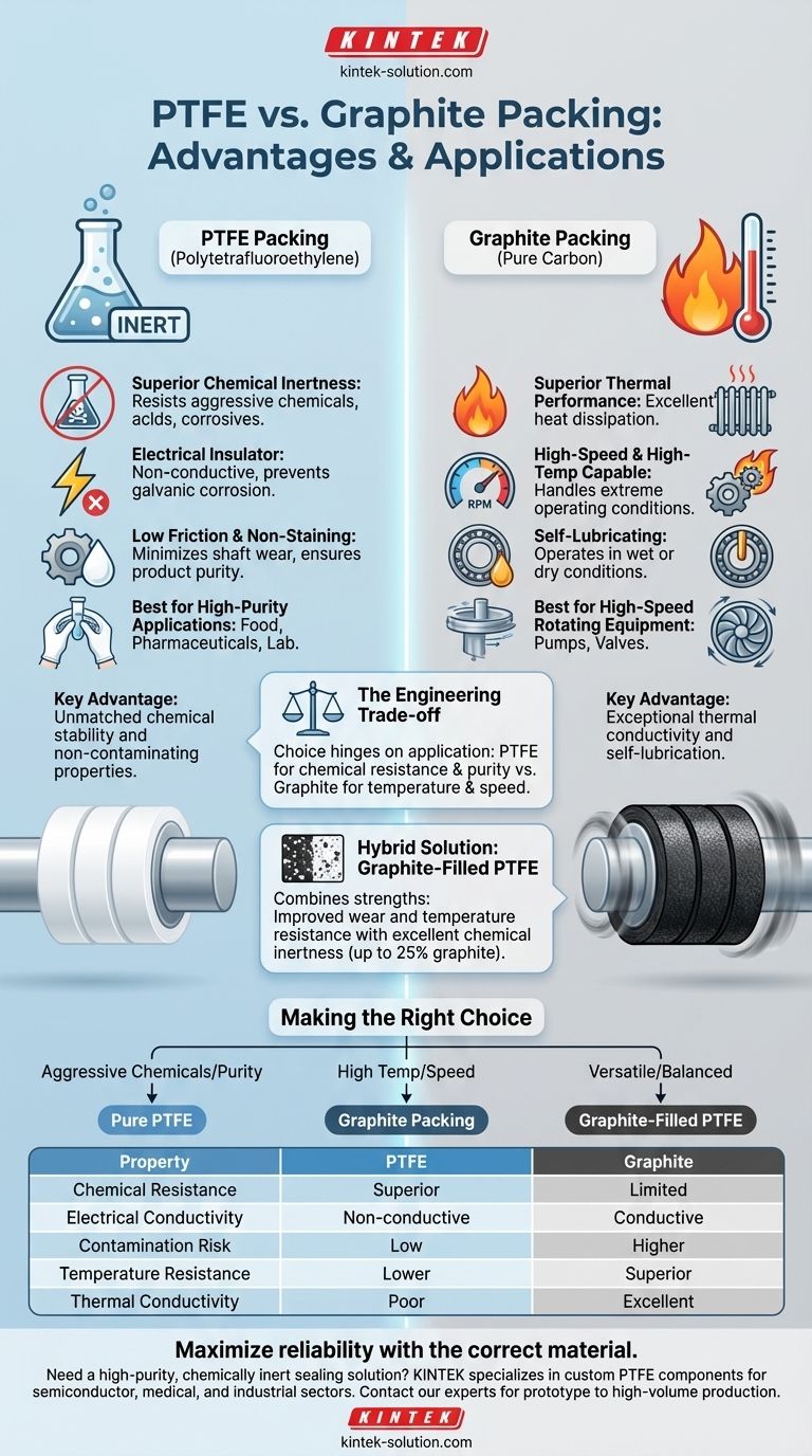 ¿Cuáles son las ventajas del empaque de PTFE sobre el empaque de grafito? Maximizar la resistencia química y la pureza Guía Visual