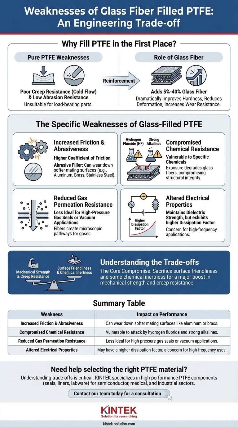 Quais são as fraquezas do PTFE preenchido com fibra de vidro? Um guia para as trocas de materiais Guia Visual