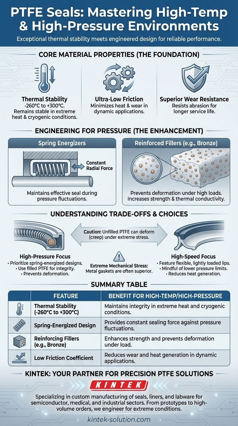 Cosa rende le guarnizioni in PTFE adatte ad ambienti ad alta temperatura e alta pressione? Sblocca prestazioni di tenuta superiori Guida Visiva