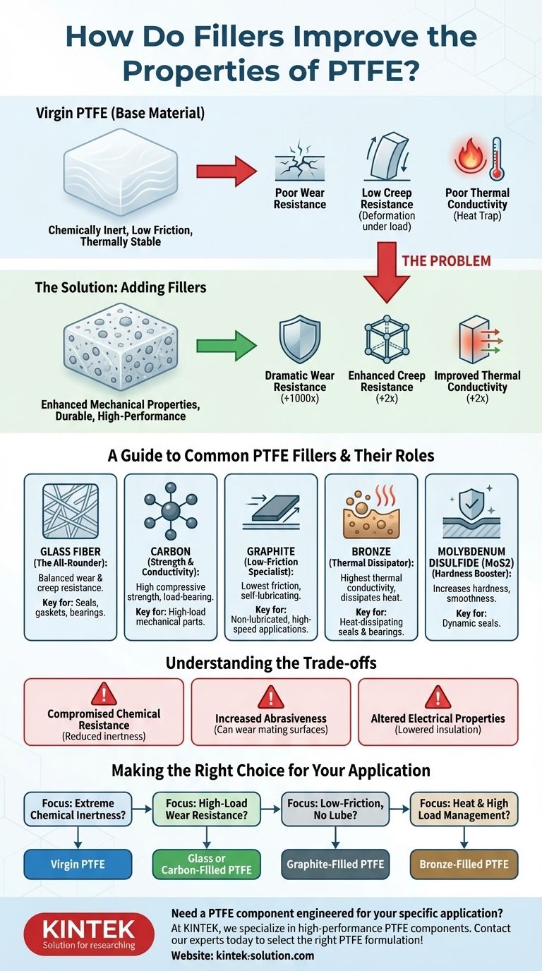 Como os enchimentos melhoram as propriedades do PTFE? Aumentam a resistência ao desgaste, a resistência à fluência e a condutividade térmica Guia Visual