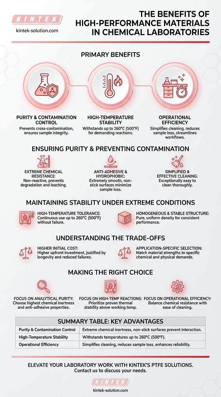 Quali sono i vantaggi dell'utilizzo di materiali ad alte prestazioni nei laboratori chimici? Garantire purezza e affidabilità Guida Visiva